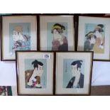 5 FRAMED ORIENTAL PRINTS