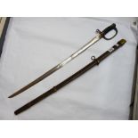 A COPY OF RUSSIAN DRAGOONS SABRE & SCABBARD. NC 7751 TO TOP OF BLADE & HILT. LENGTH OF BLADE 78