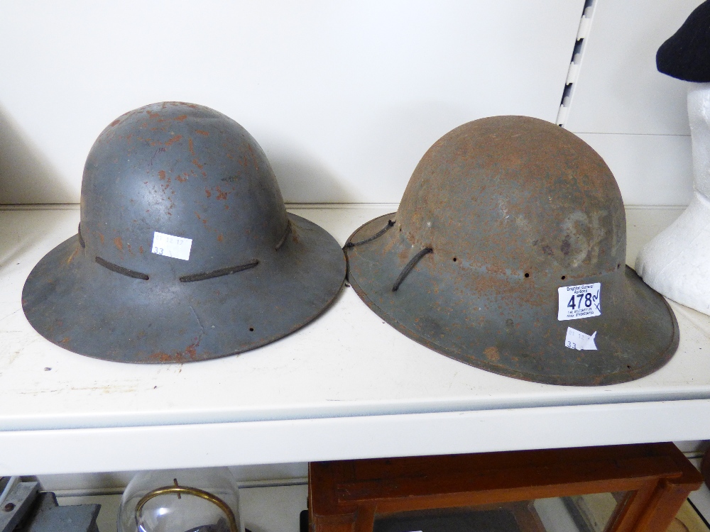 2 X WII BRITISH HELMETS WITH LINERS