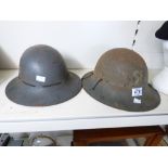 2 X WII BRITISH HELMETS WITH LINERS