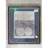 FRAMED COPY OF A PAGE FROM THEODORE DE BRY'S GREAT VOYAGES, ORIGINAL IN THE AMERICAN LIBRARY