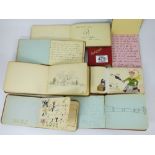 8 AUTOGRAPH BOOKS CONTAINING VARIOUS AMMOUNTS OF POEMS, WATERCOLOURS, SKETCHES ATC.