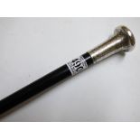 HALL MARKED SILVER TOPPED + EBONY WALKING CANE 1922-23 MARKED KENDALL