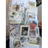 BAG OF EPHEMERA INCLUDING POSTCARDS & GREETINGS CARDS