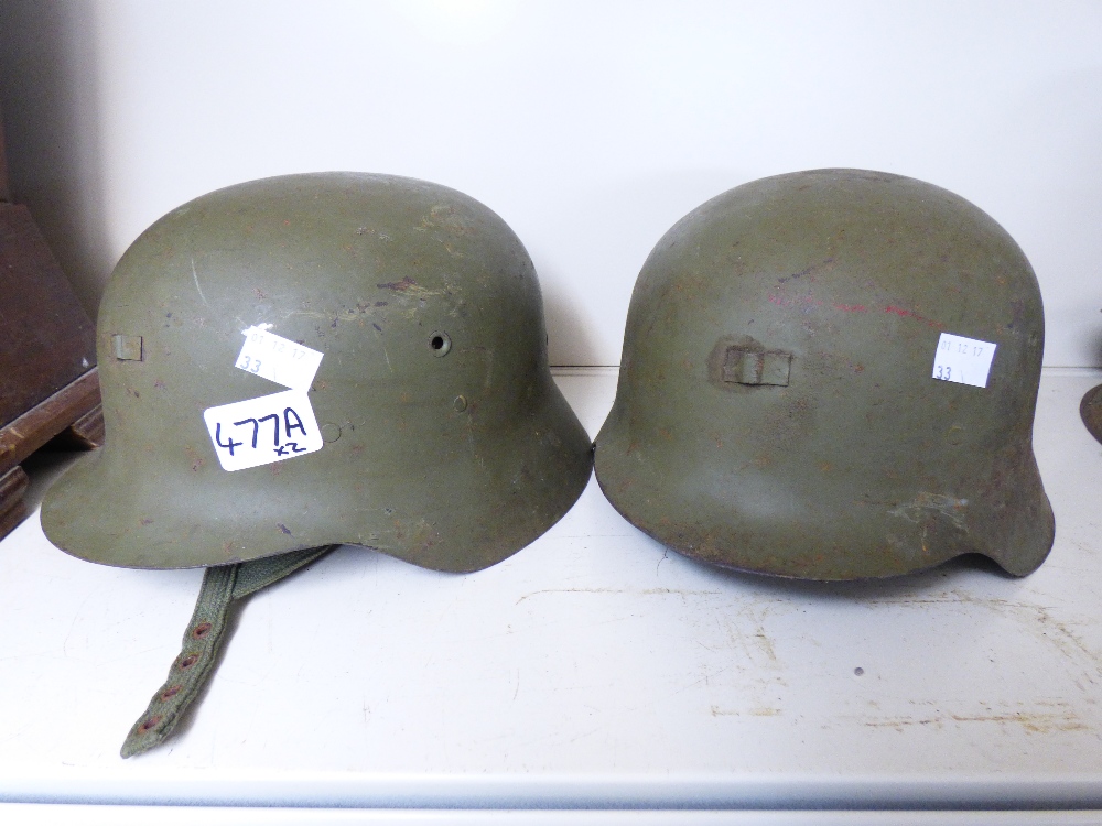 2 X GERMAN MILITARY HELMETS WITH LINERS