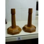 WOODEN ART DECO STYLE CANDLEHOLDERS