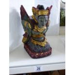 CARVED WOODEN BALINESE DEWI SRI GODDESS CANDLEHOLDER