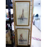 PAIR OF WATERCOLOURS OF YACHTS SIGNED, BREWER 1917, 38 X 63 CMS