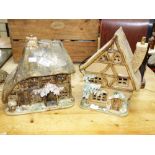 2 CERAMIC HOUSE SHAPED ORNAMENTS