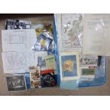 BOX OF EPHEMERA INCLUDING PHOTO ALBUM, INSTRUCTION BOOKS & POSTCARDS