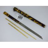 CHOPSTICKS & KNIFE IN FAUX TORTOISE SHELL SHEATH