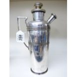 ART DECO COCKTAIL SHAKER, MARKED / ETCHED RMS OLYMPIC WHITE STAR LINE. PATENT 256156 / 26, NAME ON