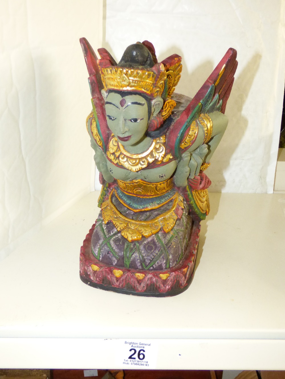 CARVED WOODEN BALINESE DEWI SRI GODDESS CANDLEHOLDER - Image 5 of 5