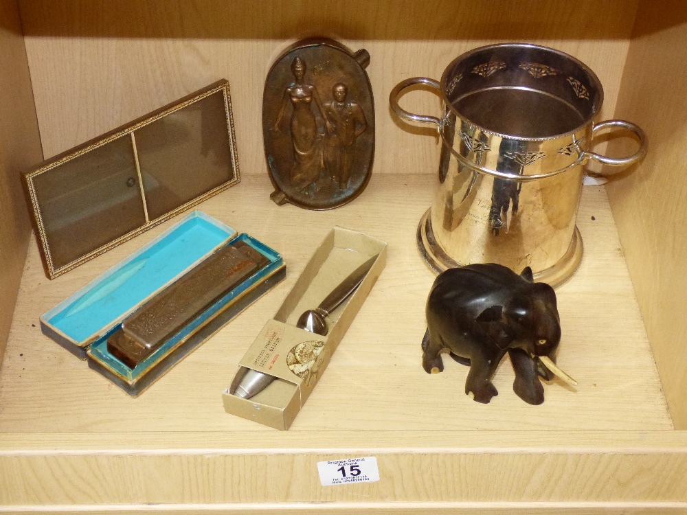 MIXED LOT INCLUDING LETTER OPENER, HARMONICA & PICTURE FRAME