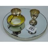 1 X HALL MARKED SILVER EGG CUP, 26.23 GRAMS & 1 OTHER