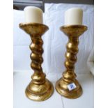 PAIR OF GILDED CANDLE STANDS