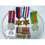 1939-1945 DEFENCE MEDAL, WAR MEDAL WITH OAKLEAF, THE FRANCE & GERMANY STAR, 1939-1945 STAR &