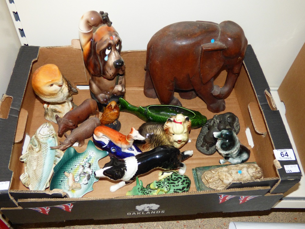 QUANTITY OF ORNAMENTS INCLUDING A CARVED WOODEN ELEPHANT - Image 2 of 2