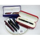 CASED SHEAFFER PRELUDE WHITEDOT PEN WITH 18 CT NIB, CASED WATERMAN PEN & BALLPOINT SET, OSMIROID 65,