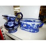 BLUE & WHITE PLANTER & JUG