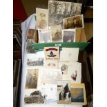 BOX OF MAINLY WW1 EPHEMERA, POSTCARDS & PHOTOGRAPHS