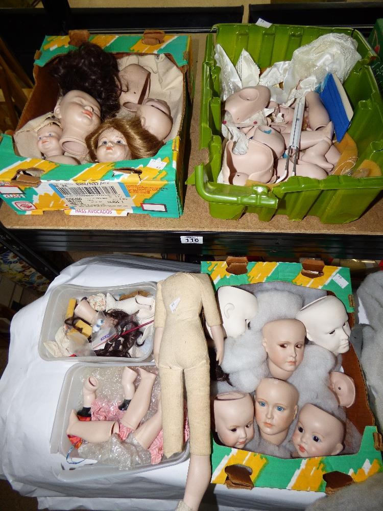 2 BOXES OF DOLLS & DOLL MAKING ITEMS