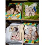 2 BOXES OF DOLLS & DOLL MAKING ITEMS