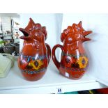 A PAIR OF CERAMIC JUGS IN THE FORM OF CHICKENS