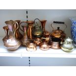 QUANTITY OF COPPER & BRASS ITEMS INCLUDING KETTLES