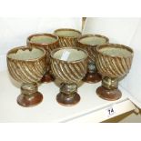 6 X RUSTIC POTTERY GOBLETS