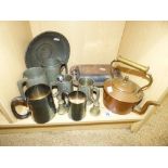 COPPER KETTLE, PEWTER, PLATED WARE & OTHERS