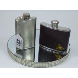 2 X STAINLESS STEEL HIP FLASKS, GLENMORANIE & HINE