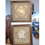 PAIR MIDDLE EASTERN TAPESTRY & BEAD WORKED FRAMED PANELS