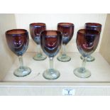 6 CRANBERRY WINE GLASSES