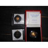 Guernsey 25 pound 24 gold coin 1999 7.81g plus Tristan Da Cunha 9 carat gold crowns x 2 2013/4 all