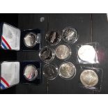 USA X 10 6 commemorative silver proof dollars F D C 2002 Winter games and 2003 First flight in