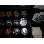 World x 9 proof coins. Alderney silver £5 2006, British Virgin Is $10 2008, Cook Is $1 2007, East