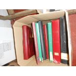 glory box with 5 stock books, all world plus 3 albums of cvrs ( no GB) pickings noted, viewing