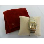 Cartier stainless steel and gold ladies Tank wristwatch to include Cartier pouch