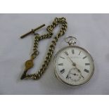 A silver pocket watch, Roman numerals and subsidiary seconds dial