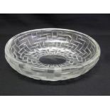 Lalique oval lattice weave glass bowl, marks to the base