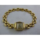 A 14ct yellow gold ladies wristwatch with integral bracelet, approx total weight 19.0g