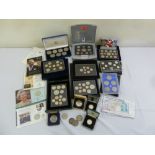 A quantity of GB coins to include proof sets and an 1890 Crown