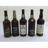 Five bottles of Port to include Noval, Pocas, Taylors and Marksman