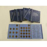 Eight Whiteman blue folders to include pennies, halfpennies and farthings