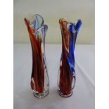 A pair of Murano glass polychromatic vases