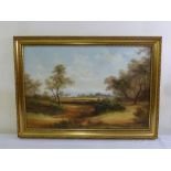 D. Tanner framed oil on canvas of a country landscape, signed bottom right, 60 x 90cm