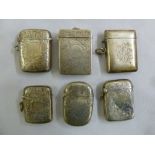 Six silver vesta cases, various dates and makers