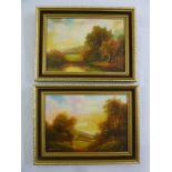 A. G. Kurtis a pair of framed oils on panel of country landscapes, signed bottom left, 17 x 24.5cm