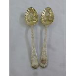 A pair of silver berry spoons of customary form